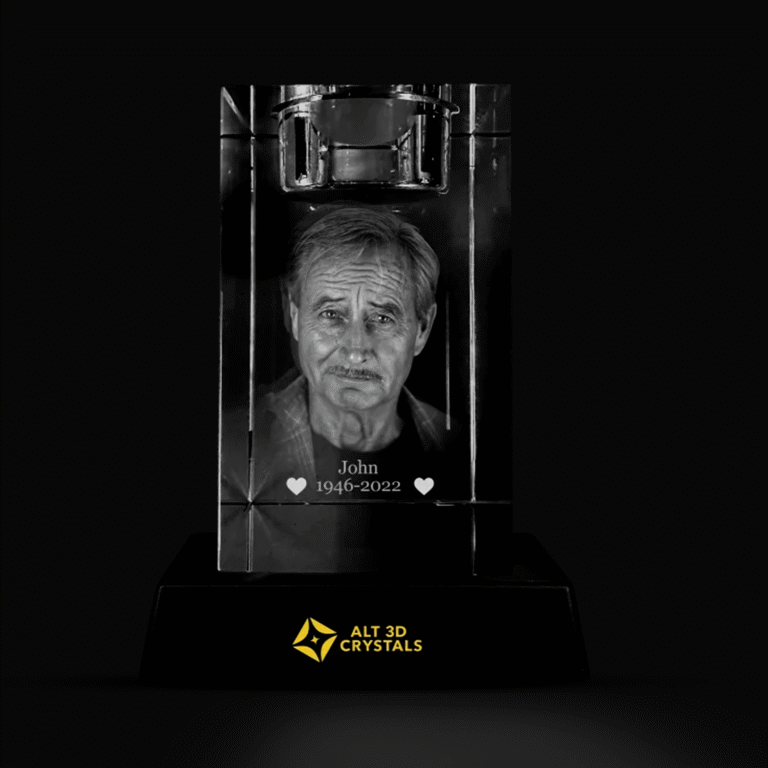 Candle Crystal personalized 3D photo crystal for pet memorials